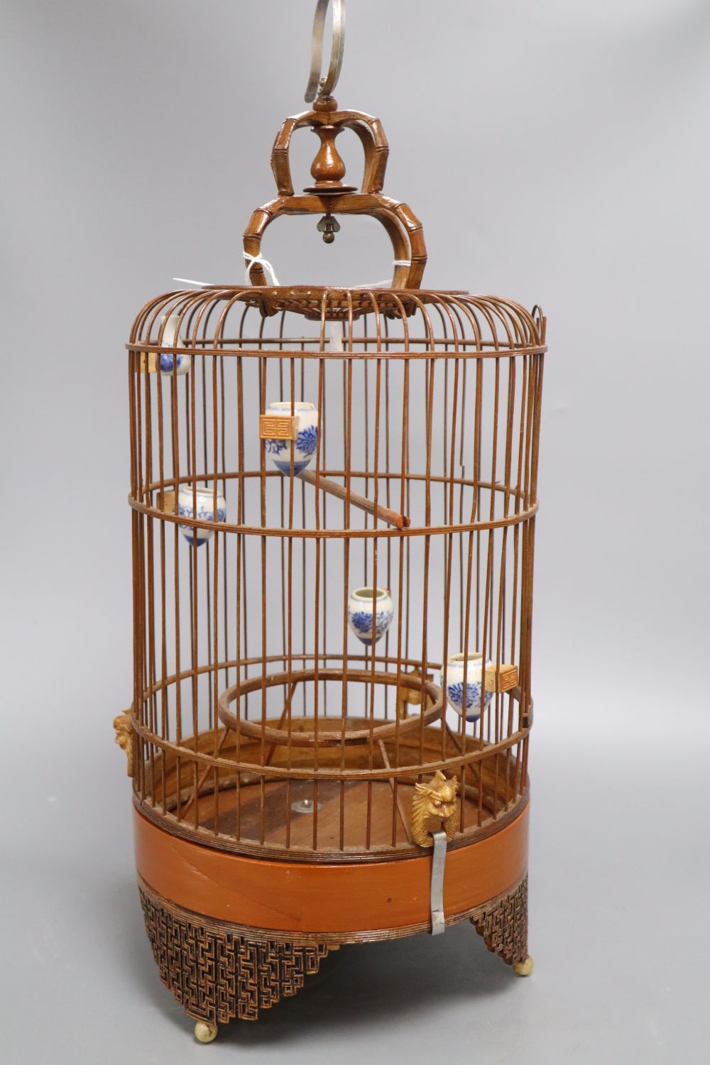 A Chinese bamboo bird cage, height 49cm